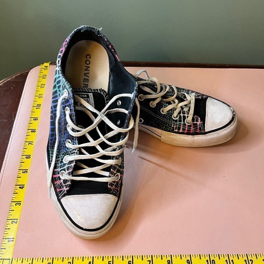 CONVERSE ALL STAR Thick Raised Sole Animal Print Rainbow Size 9 Sneakers Shoes
